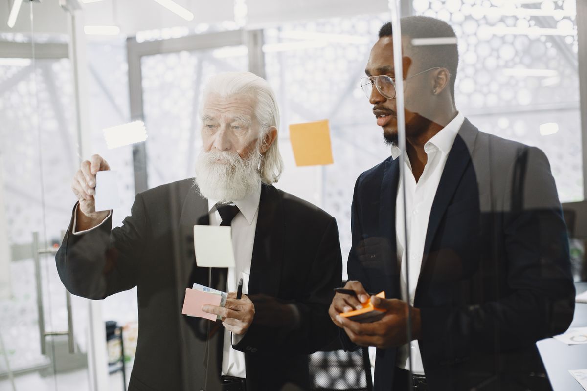 Senior executives reviewing a candidate profile