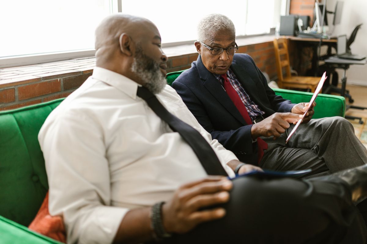 Senior executives reviewing a search shortlist
